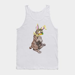 Bobtail BunnyCat: Chocolate Tabby (Yellow) Tank Top